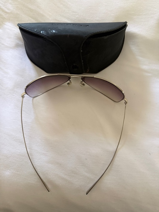 Oliver Peoples Silver Metal Aviator Sunglasses with Brown Gradient Lenses main image 4